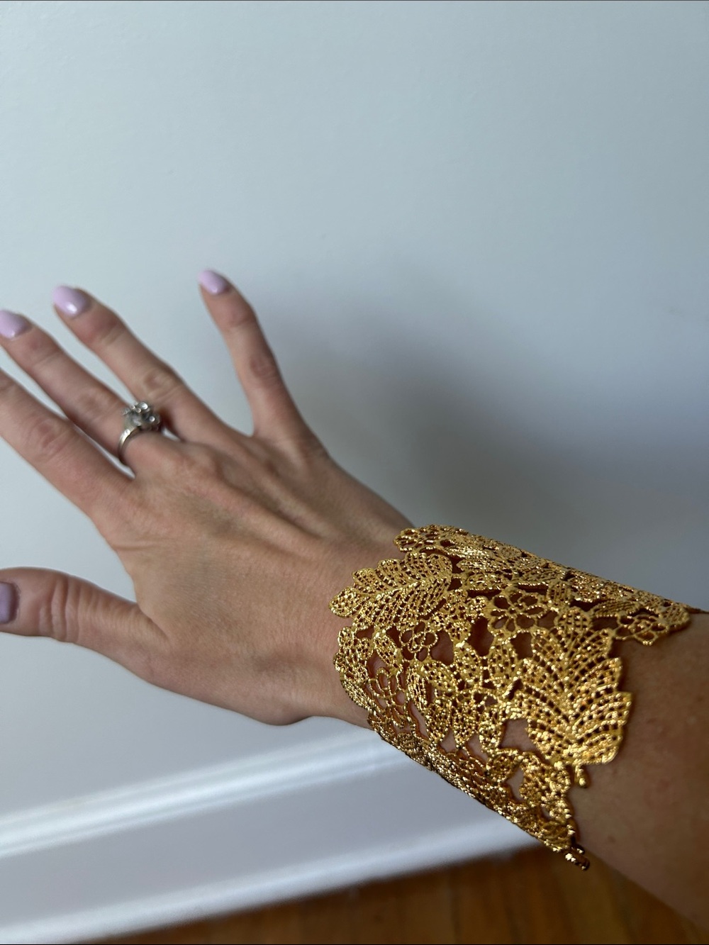 Stella & Dot Gold Filigree Lace Cuff Bracelet - Elegant Women's Jewelry
